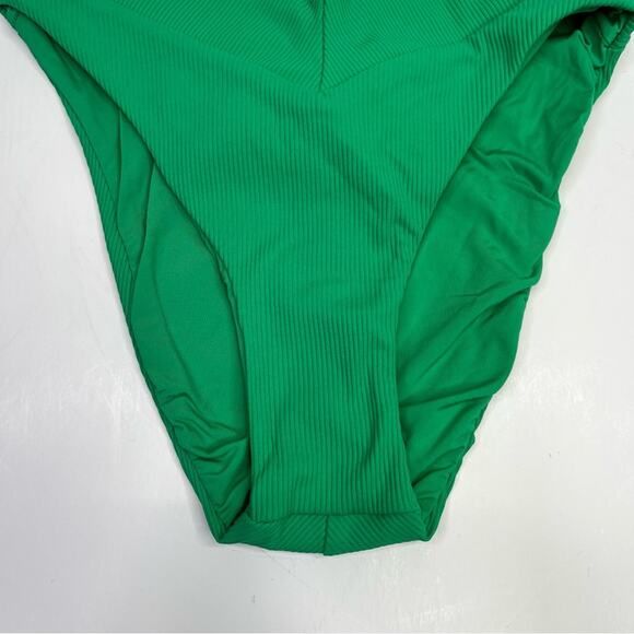 Becca Modern Edge Elise Banded High Waist Bikini bottom green - S - Picture 5 of 11